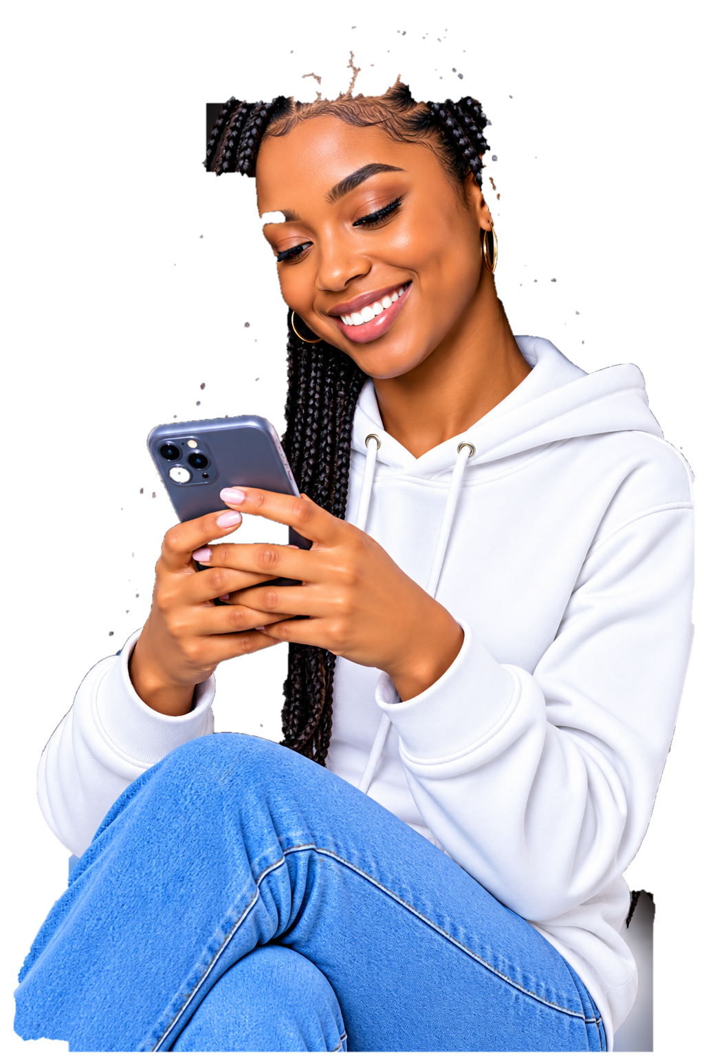 Smiling woman using VChat